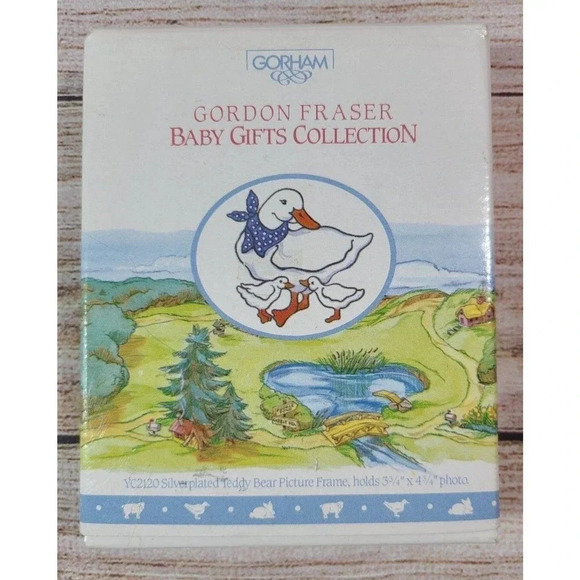 Vintage Gorham Gordon Fraser Silver Plated Teddy Bear Baby Photo Frame 1987 New - Picture 1 of 6